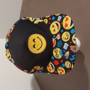 Amscan Cap Hat Smiley Emoji LOL Faces Black Yellows Fun Adjustable Snap Back